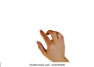 Hand Gesture: Finger Swipe, Tap, Point, Or Drag. Isolated On White Background.