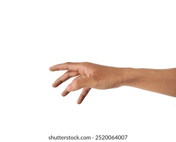 Hand gesture of letting go of something or leaving something behind, isolated on a white background. - Powered by Shutterstock