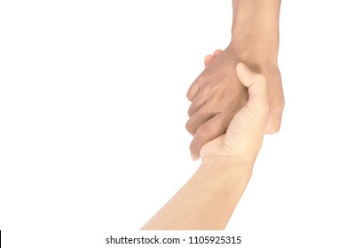 Hand Gesture Is Reach For Help Another Person Isolated On White Background