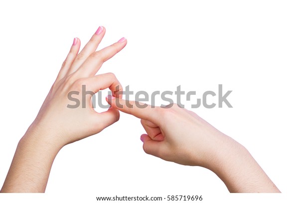 Hand Girl Doing Sex Gesture On Foto Stok 585719696 Shutterstock