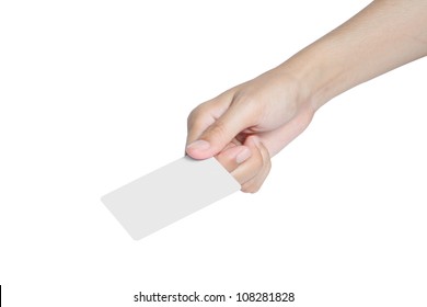 Hand Giving White Blank Card