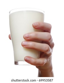Hand With Glass Of Milk