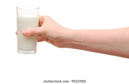 Hand With Glass Of Milk