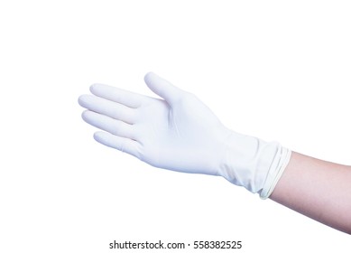 Hand Gloves Of Doctor On White Background
