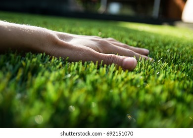 Hand in the grass - Shutterstock ID 692151070