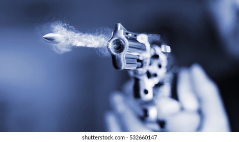 Hand Gun Revolver Flying Bullet Fire Stock Photo 532660147 | Shutterstock