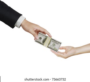 Hand Handing Over Money