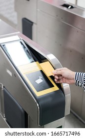 Hand Hold Card Tap In Mrt Gate