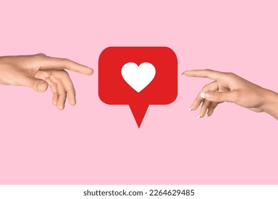 Hand hold a heart sign on pink background - Shutterstock ID 2264629485