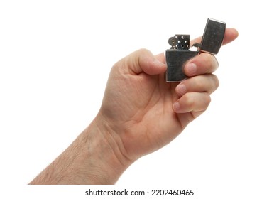Hand hold holding lighter, isolated on white background with clipping path