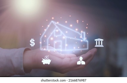 Hand Hold House Graphic For Loan Mortage In Investment Business