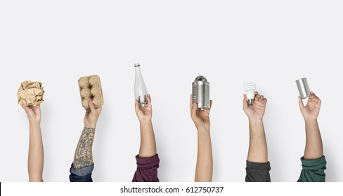 Hand Hold Show Recyclable Plastic Paper Can - Shutterstock ID 612750737