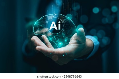 Hand Holding Artificial Intelligence Brain Hologram Representing AI Technology, Machine Learning, and Data Innovation in Digital Network for Business and Future Technology Concepts - Powered by Shutterstock