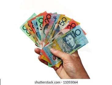 Hand Holding Australian Bank Notes