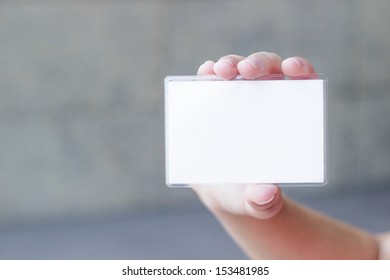 Hand Holding A Blank Business Card