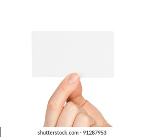 Hand Holding Blank Business Card Isolate