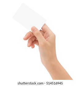 Hand, die eine leere Karte einzeln auf Beschneidungspfad hält
