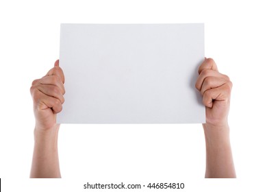 Hand Holding Blank White Paper Isolated Stock Photo (Edit Now) 189919589