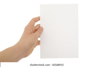 A Hand Holding Blank Paper Sheet