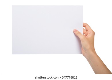 Hand Holding A Blank Sheet Of Paper