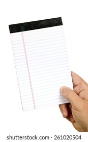 Hand Holding Blank Small Lined Writing Pad