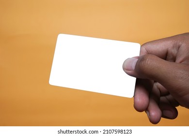 Hand Holding Blank White Card. Debit And Credit Card Templates. Bank Atm Card Template.