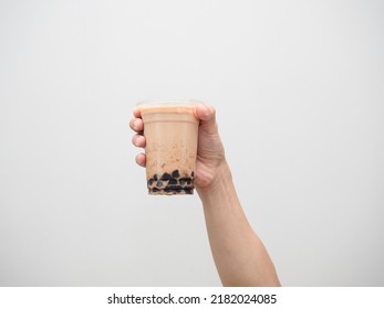 Hand Holding Boba Tea Isolated