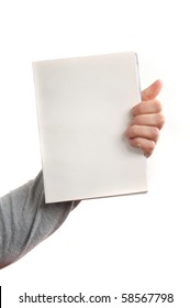 Hand Holding A Book With Blank Covers