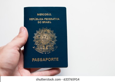 Hand Holding Brazilian Passport On White Stock Photo (Edit Now ...