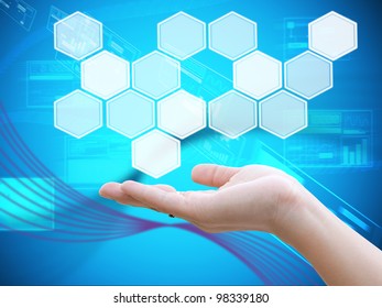Hand holding button