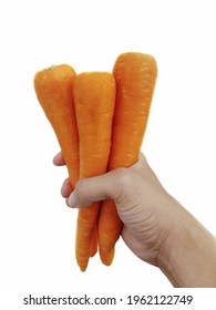 
Hand Holding Carrots On White Background