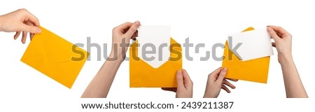 Image, Stock Photo Envelope with paper hand drawn flowers deco arrangement on neutral background. Greetings concept, invitation, wedding birthday card.