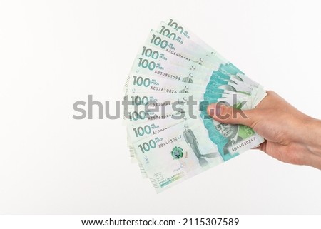 hand holding colombian money 100 - 50 Foto stock © 