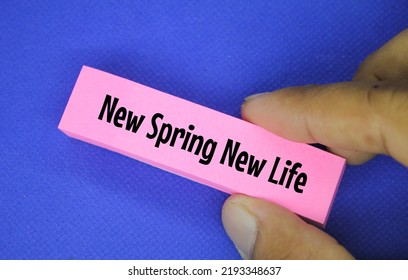 Hand Holding Colored Paper With The Words New Spring New Life