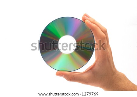 hand holding compact disc