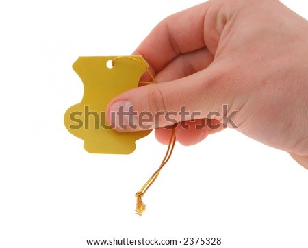 hand holding an empty tag