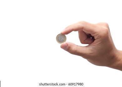 A Hand Holding An Euro Coin