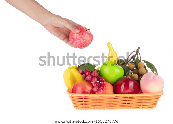 Hand Holding Fruit Decoration Artificial Fruit Stock Photo Edit