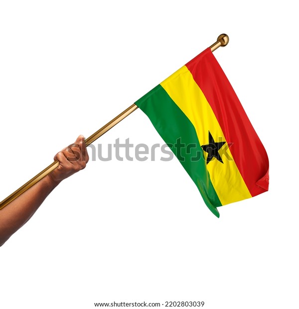 Hand Holding Ghanaian National Flag Isolated Stock Photo 2202803039 ...