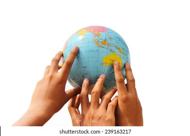 Hand Holding The Globe On Isolated Background