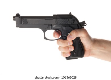 A Hand Is Holding A Gun