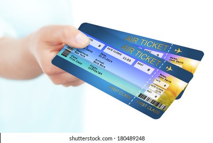 Hand Holding Holiday Airline Boarding Pass Tickets 