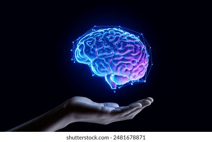 Hand Holding Human Brain - Futuristic Concept of Intelligence, science and mind - Powered by Shutterstock