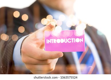 Hand Holding Introduction Word For Business Concept