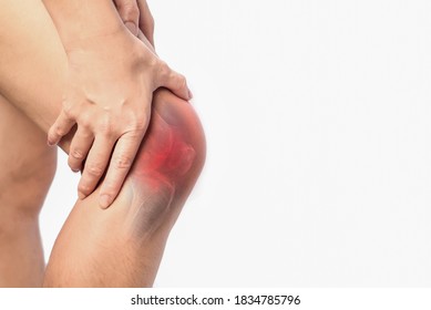 Hand Holding Knee Joint, Knee Sprain Or Knee Arthritis 