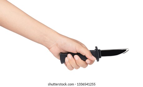 Hand Holding Knife Toy Isolated On Stock Photo (Edit Now) 1336541255