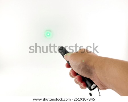 hand holding Laser pointer on white background