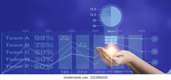 Hand Holding Light Bulb Icon The Concept Of Setting Business Goals Together As A Group Of Organizations And Challenges In Business Marketing, Teamwork And Agency. Work Inspiration, Brainstorming, Moti