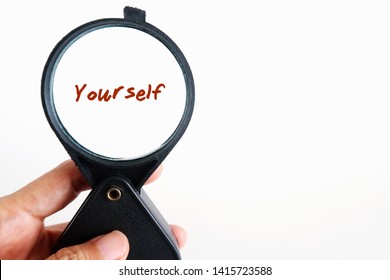 Hand Holding Magnifying Glass Focus On Stock Photo 1415723588 ...