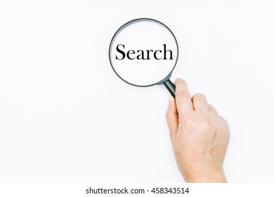 Hand Holding Magnifying Glass Word Search Stock Photo 458343514 ...